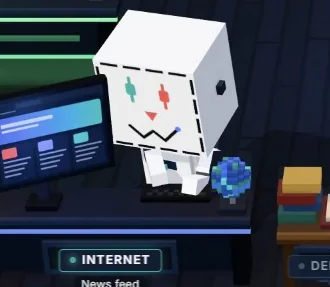 The robot at the Internet desk while it reads the news feed